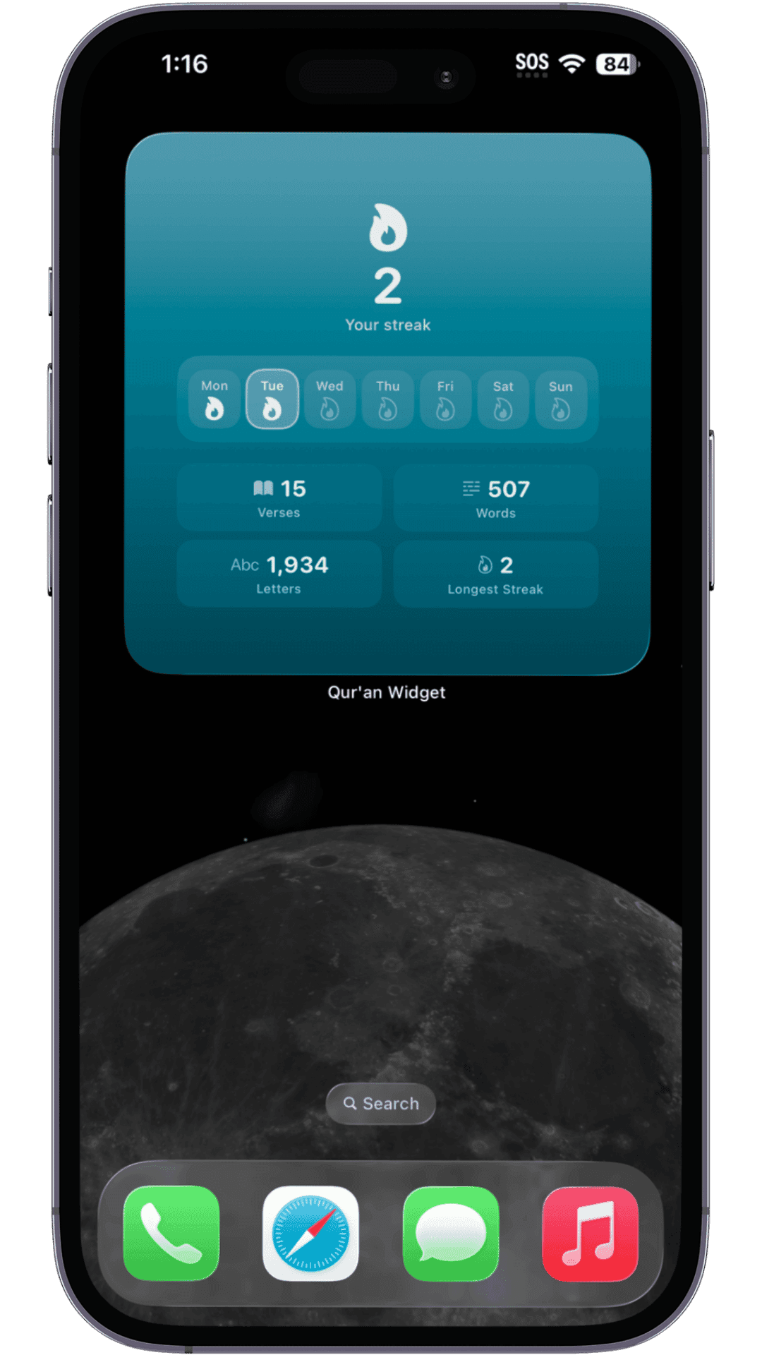 Qur'an Widget home screen setup 6